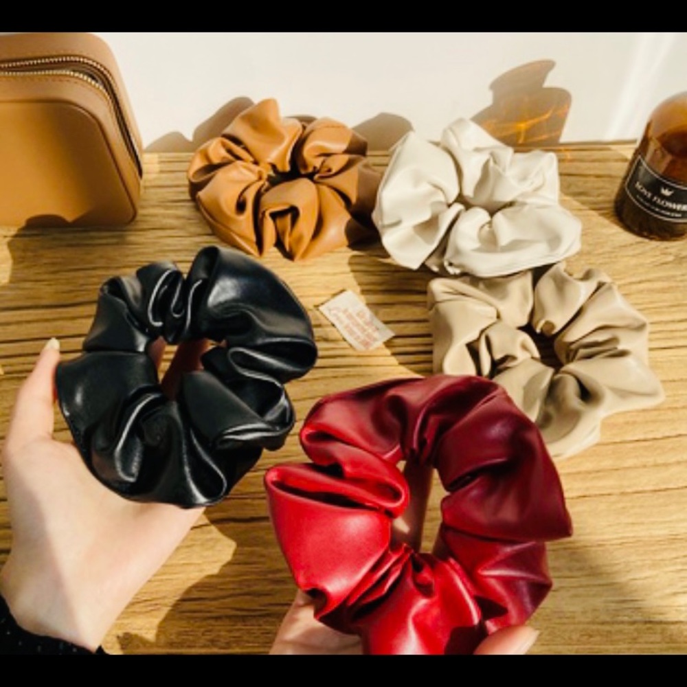 Large Vegan Leather Pleather Scrunchies